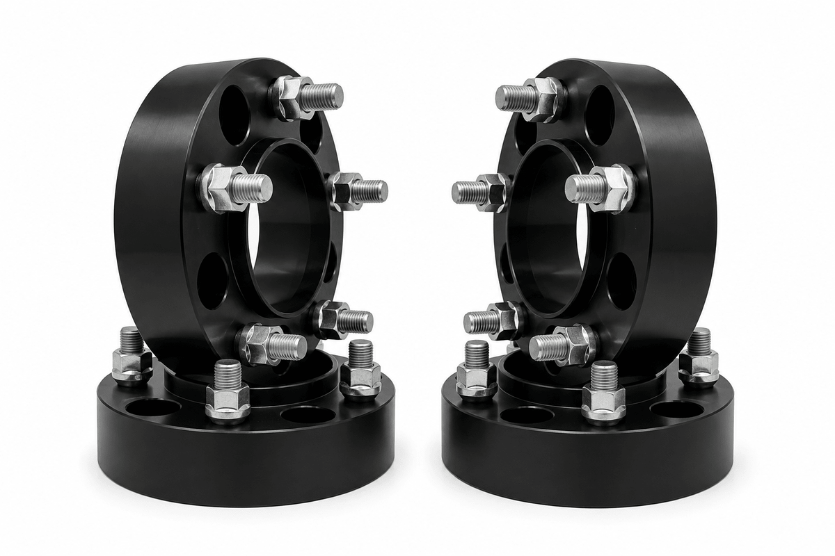 4x 5x150 Hub Centric Wheel Spacers | 2" Inch (50mm) | 14x1.5 Studs & Lug Nuts | 110mm Center Bore & Wheel Centering Lip | Forged 6061 T-6 Aerospace Grade Hard Anodized Aluminum - SET Group USA