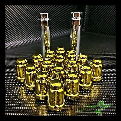 20 GOLD SPLINE TUNER RACING LUG NUTS +2 KEYS | 12X1.5 | FITS MOST HONDA ACURA | - Set Group USA - 1