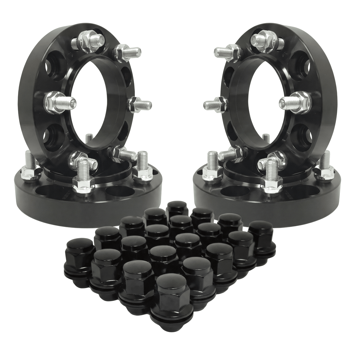 4x 6x5.5 to 6x5.5 (6x139.7 to 6x139.7) Toyota Hub and Wheel Centric Spacers For Toyota OEM Wheel Bore | 12x1.5 Lugs And Studs | 1.5 Inch (38mm) | Hub and Wheel Center Bore : 106.1 | Includes 24x Toyota OEM Black Mag Style Lugnuts - SET Group USA