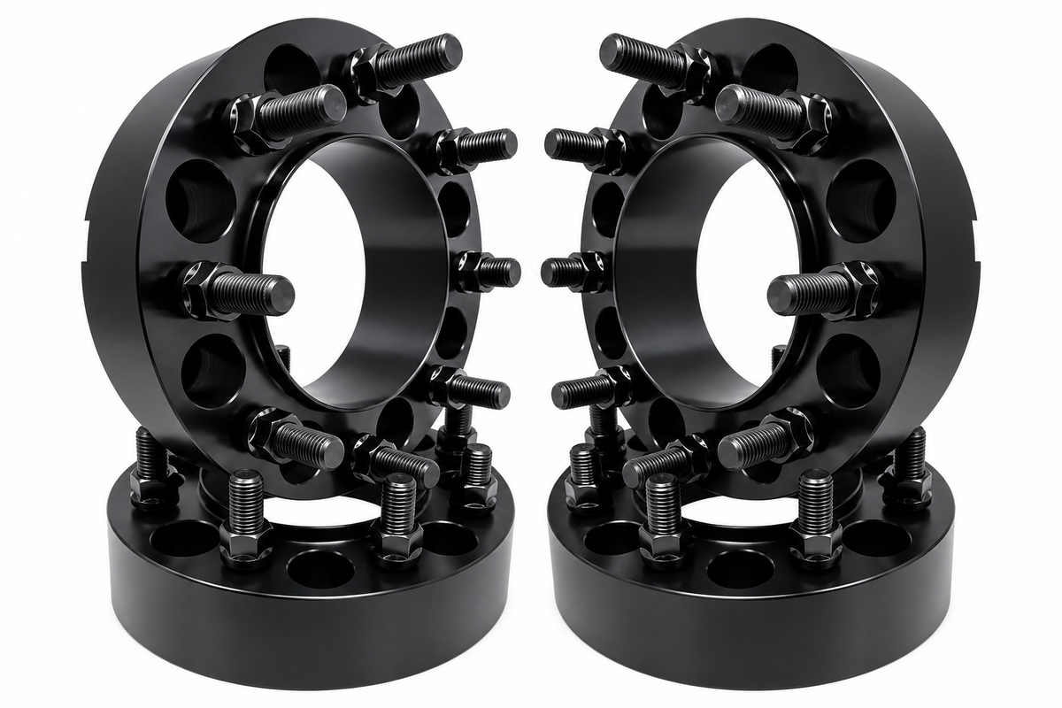 8x170 Hub Centric Wheel Spacers | 2" Inch (50mm) | 4 Piece Set | 14x1.5 Studs & Lug Nuts | 125mm Center Bore & Wheel Centering Lip | Forged 6061 T-6 Aerospace Grade Hard Anodized Aluminum