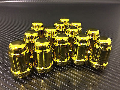 16 GOLD SPLINE TUNER RACING LUG NUTS +2 KEYS | 12X1.5 | FITS MOST HONDA ACURA | - Set Group USA - 2
