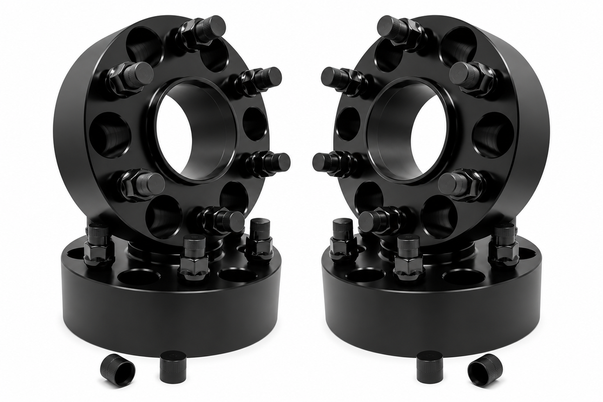 4 6x135 to 6x5.5 Hub Centric Wheel Adapters Ford To Chevy Wheels 1.5" Inch Thick (38mm) F-150, Raptor, Bronco Raptor, 14x1.5 Studs & Lug Nuts 87.1mm Center Bore To 78.1mm Wheel Centering Lip