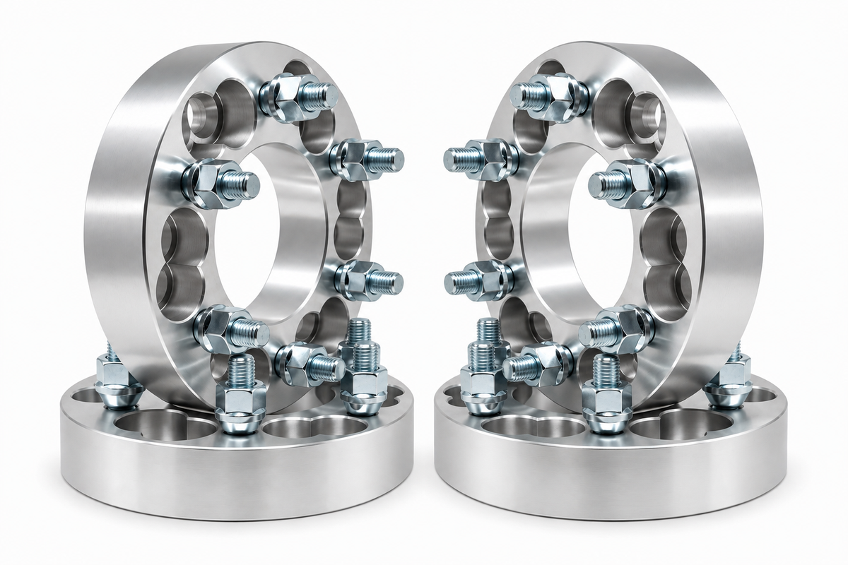 4x 6x135 Or 6x5.5 to 6x135 Wheel Adapters | 1.25" Inch Thick (32mm) | 14x1.5 Studs & Lug Nuts | 108mm Center Bore | Forged 6061 T-6 Aerospace Grade Hard Anodized Aluminum