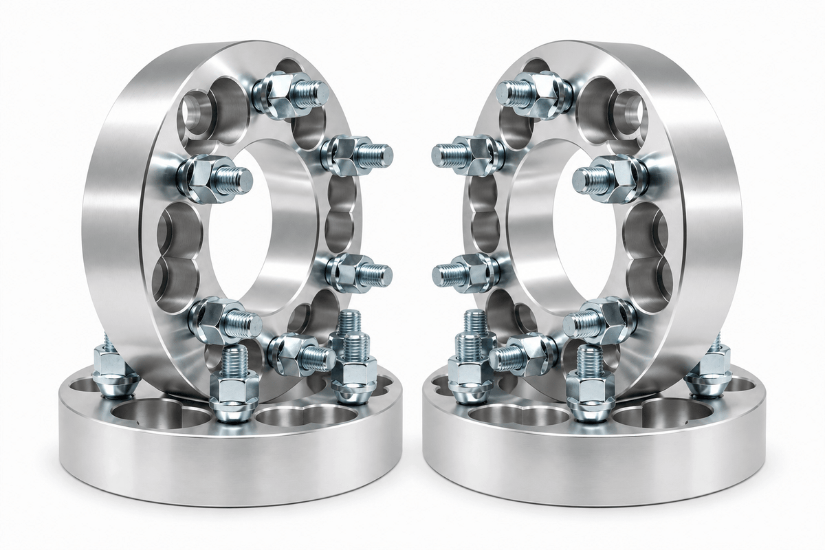 4x 6x5.5 Or 6x5 to 6x5.5 Wheel Adapters | 1.25" Inch Thick (32mm) | 12x1.5 Studs & Lug Nuts | 87.1mm Center Bore | Forged 6061 T-6 Aerospace Grade Hard Anodized Aluminum - SET Group USA