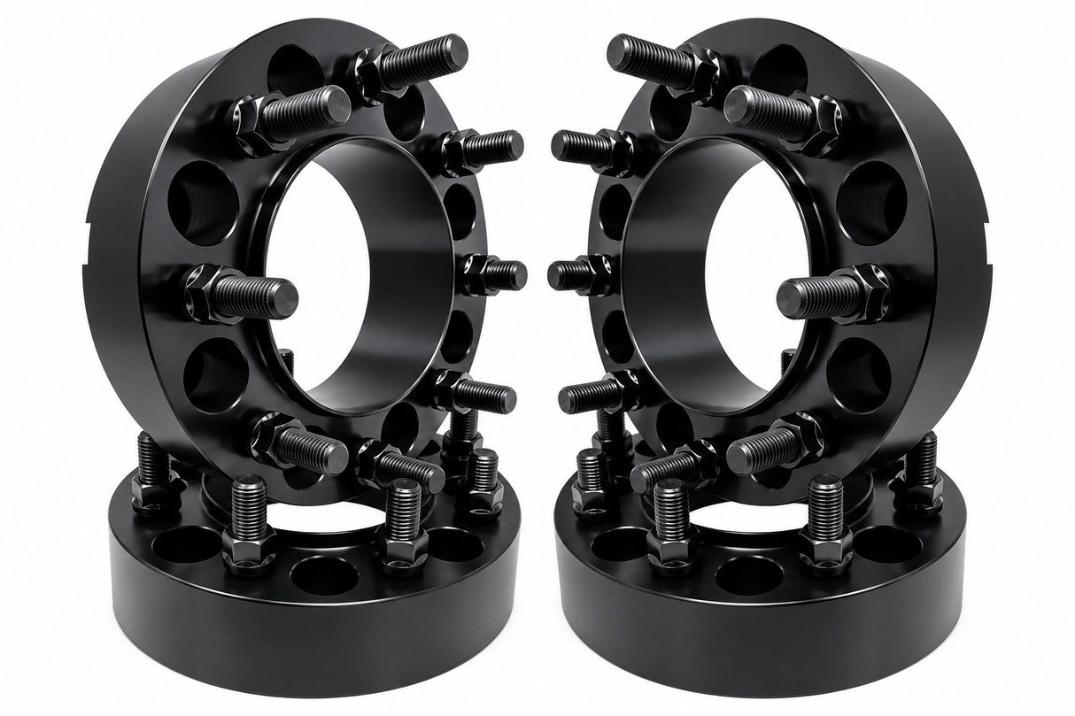 8x180 Hub Centric Wheel Spacers | 2" Inch (50mm) | 4 Piece Set | 14x1.5 Studs & Lug Nuts | 125mm Center Bore & Wheel Centering Lip | Forged 6061 T-6 Aerospace Grade Hard Anodized Aluminum
