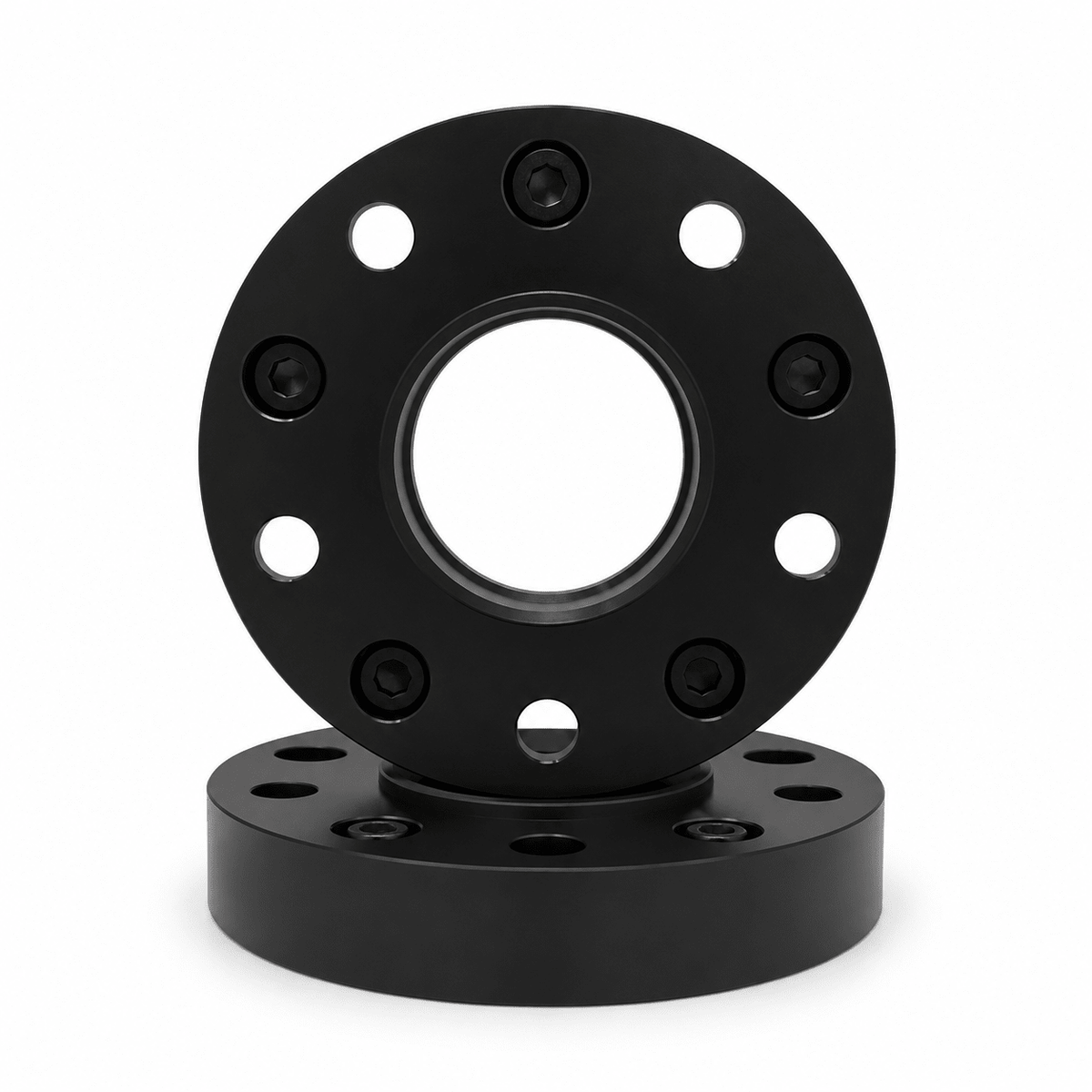 5x Hub & Wheel Centric Adapters 5x4.5 to 5x5 Jeep Wrangler YJ TJ Cherokee XJ MJ, 1.25"and 2" (32-50mm), 1/2-20 Studs & Nuts, 71.5mm Bore & Lip, Forged 6061-T6 Anodized Aluminum, Plus 25x Free Closed-End Black or Chrome Bulge Acorn Lug Nuts - SET Group USA