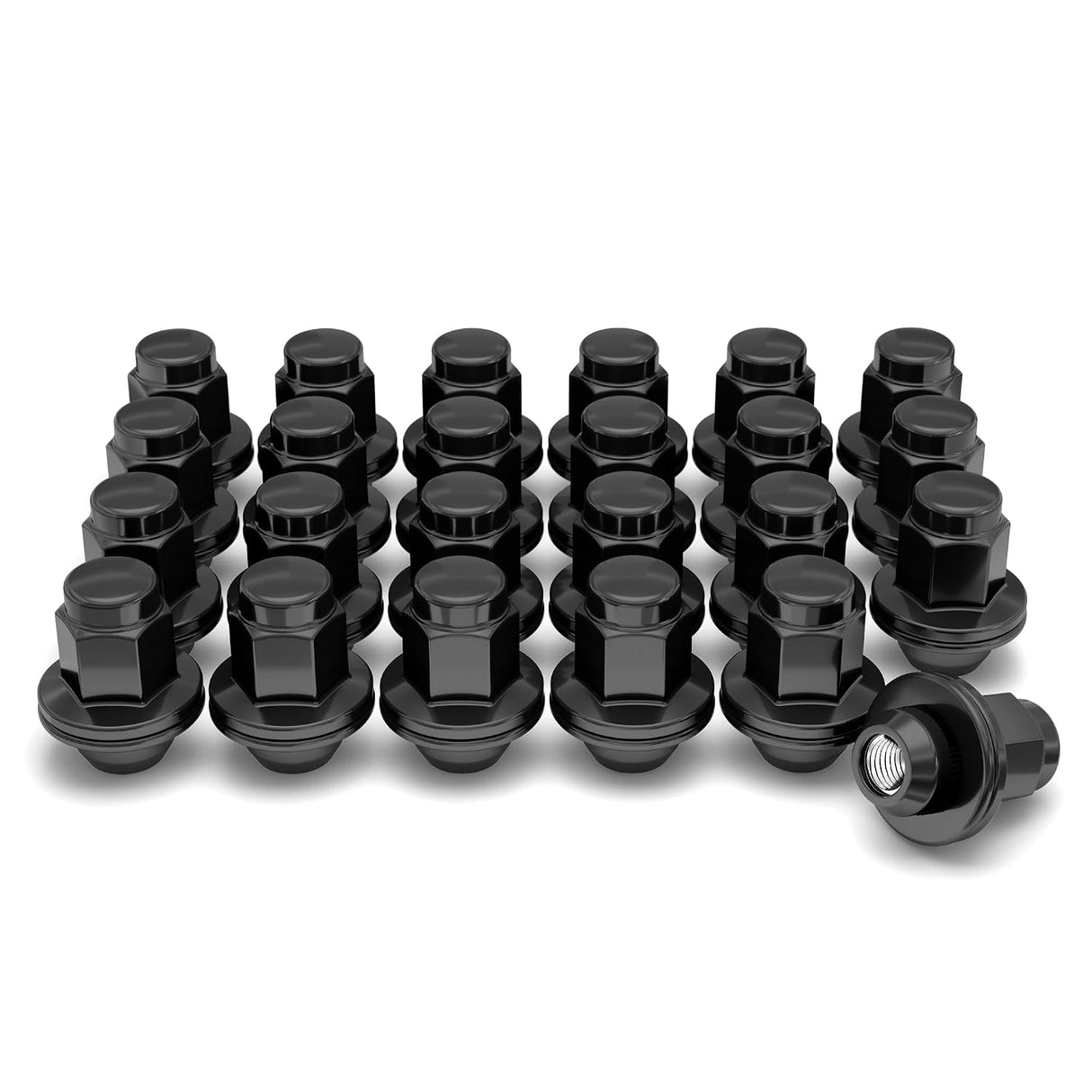 24x 14x1.5 Black OEM Toyota / Lexus Mag Lug Nuts Tacoma, Tundra, Land Cruiser, Sequoia, LX, GX Black Wheel Lugs With Attached Washer 14x1.5