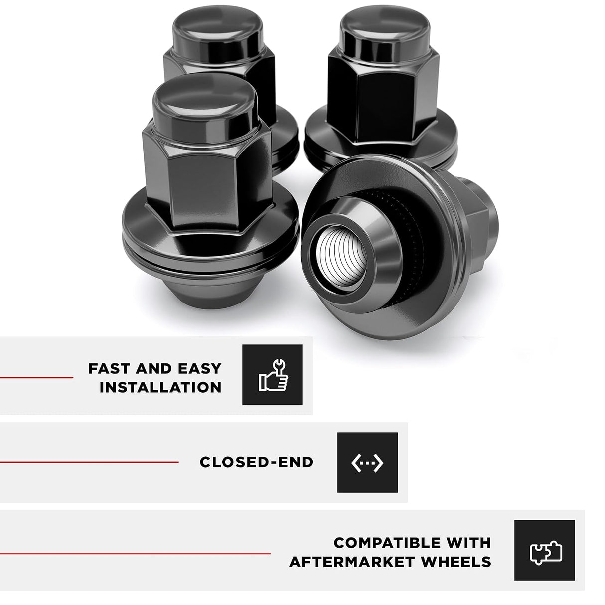 24x 14x1.5 Black OEM Toyota / Lexus Mag Lug Nuts Tacoma, Tundra, Land Cruiser, Sequoia, LX, GX Black Wheel Lugs With Attached Washer 14x1.5