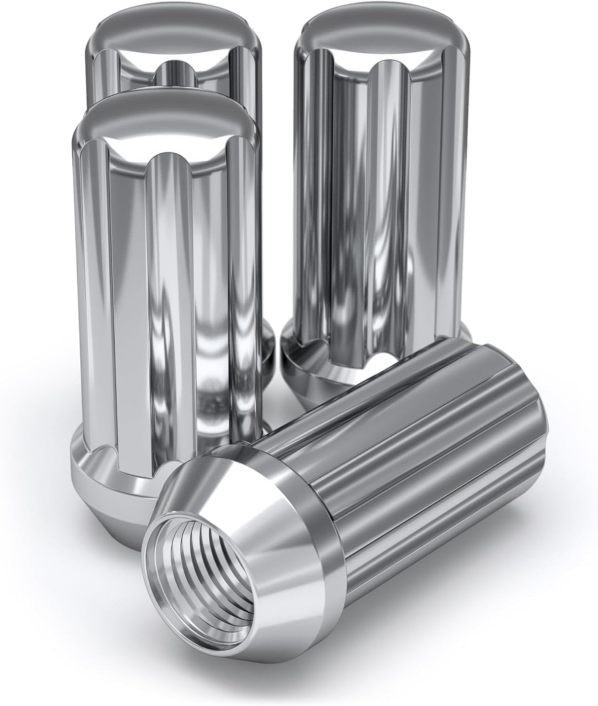 32 Chrome Spline Lug Nuts + 2 Keys | 9/16 | Chevy, Gmc, Ram, Ford | 2" Inch Tall