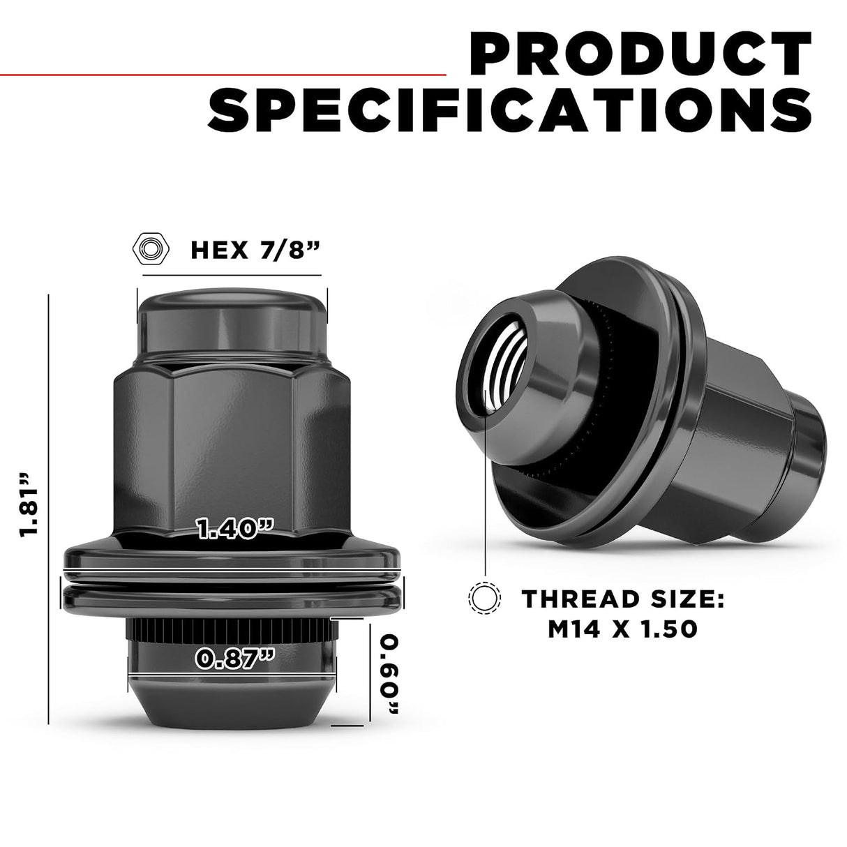 24x 14x1.5 Black OEM Toyota / Lexus Mag Lug Nuts Tacoma, Tundra, Land Cruiser, Sequoia, LX, GX Black Wheel Lugs With Attached Washer 14x1.5