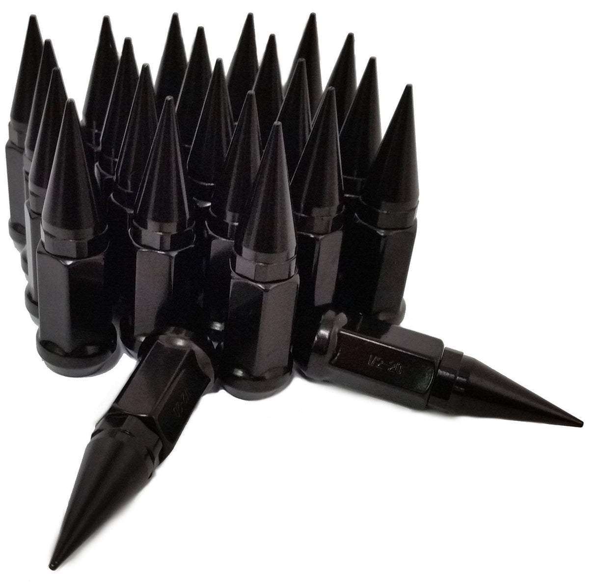 20 BLACK SPIKE ALUMINUM EXTENDED LUG NUTS 12x1.25 | FITS INFINITI G35 G37 Q50 Q60 Q70 - Set Group USA - 1
