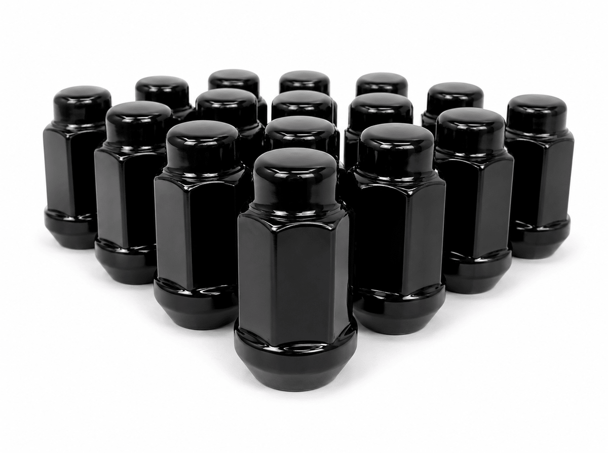 24x Black Lug Nuts 14X1.5 Chevy GMC Silverado Sierra Hummer 6X5.5 + 6X139.7 6 Lug 3/4" Hex - SET Group USA