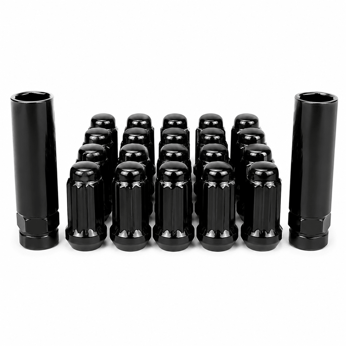 32x Dodge Ram 6 Spline Gorilla Style Lug Nuts 2500 3500 14x1.5 Black With 2 Keys - SET Group USA