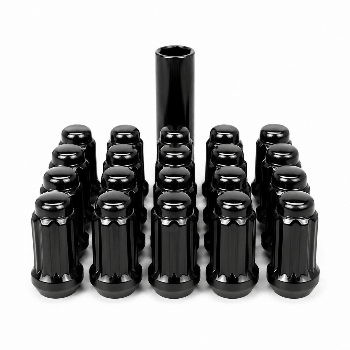 32x Dodge Ram 6 Spline Gorilla Style Lug Nuts 2500 3500 14x1.5 Black With 2 Keys - SET Group USA