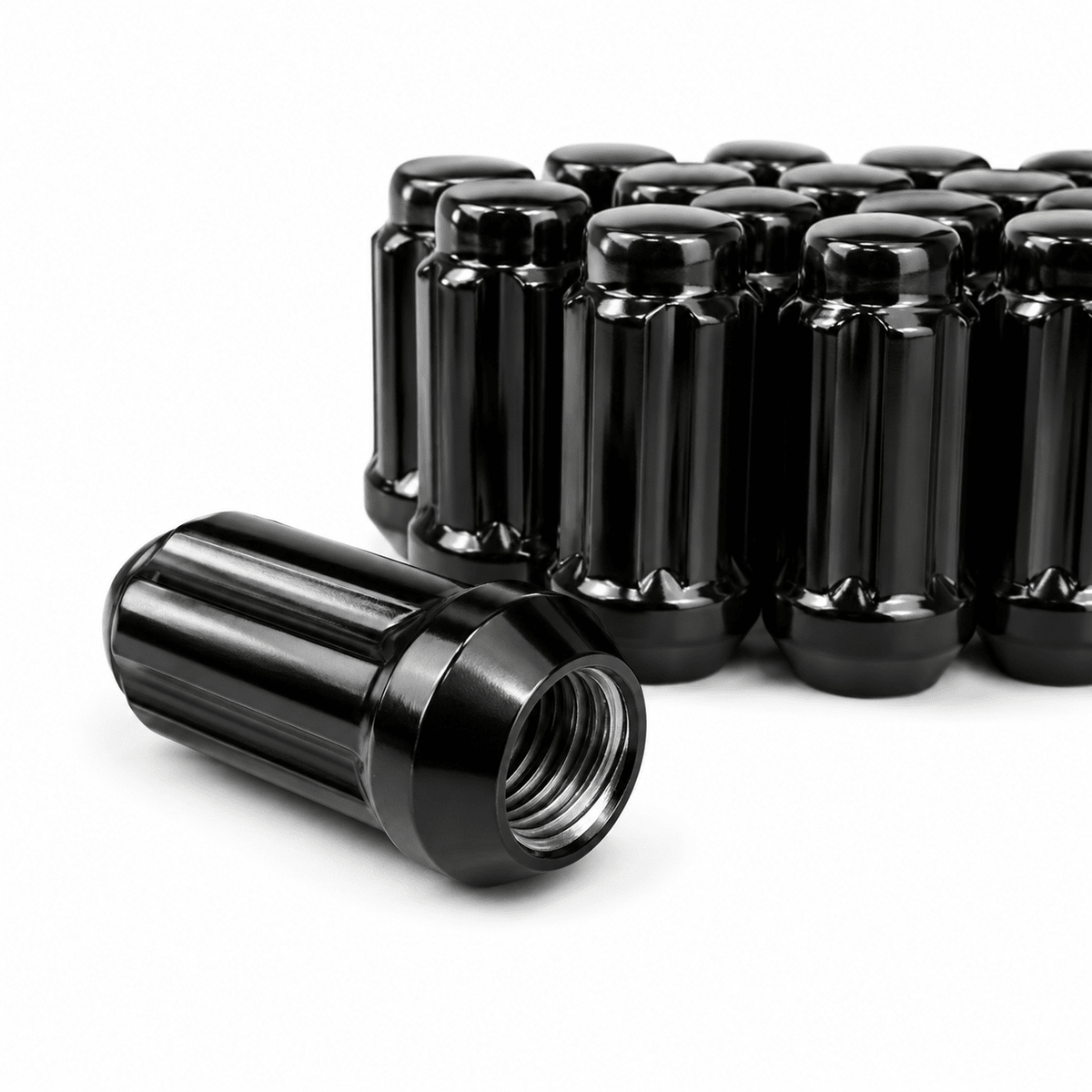 32x Dodge Ram 6 Spline Gorilla Style Lug Nuts 2500 3500 14x1.5 Black With 2 Keys - SET Group USA