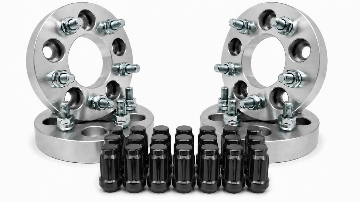 5X100 To 5X114.3 Conversion Kit Fr-S Brz Wrx 25mm +20 Tall Black Spline Lug Nuts