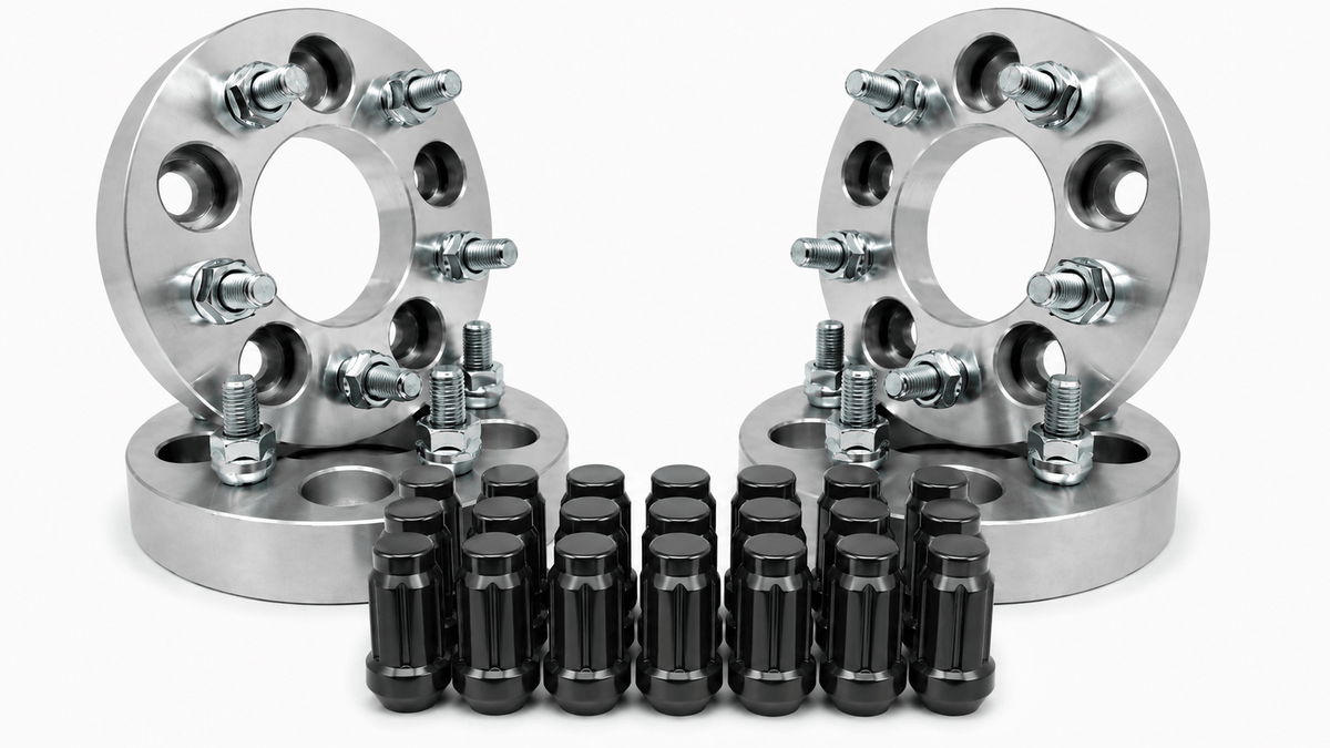 4x 5x100 To 5x114.3 Conversion Kit Fr-S Brz Wrx Includes 20x Black Lugnuts + Spline Key | 1 Inch (25mm) | 12x1.5 Lugs And Studs | - SET Group USA