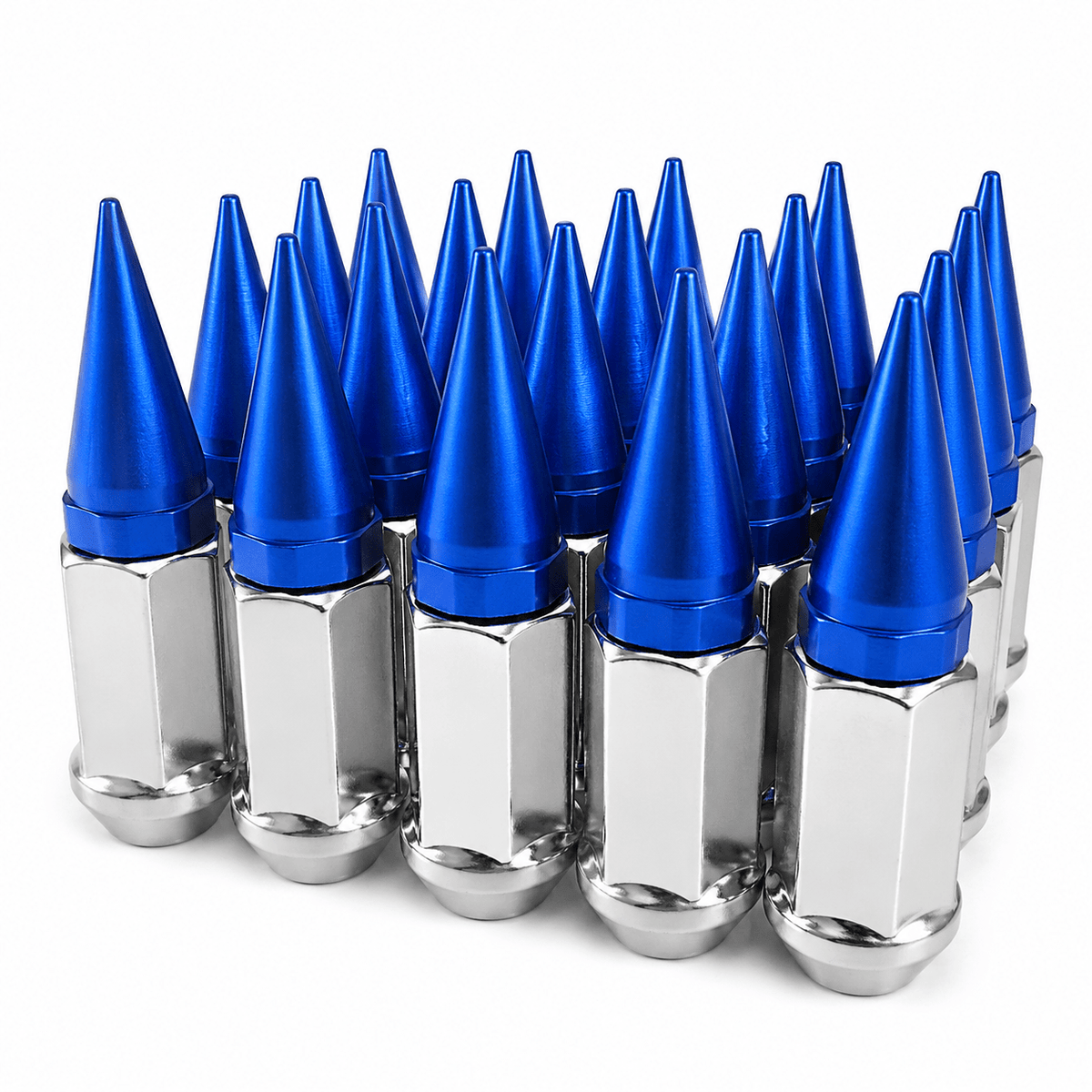 20x CHROME BLUE SPIKED EXTENDED LUG NUTS 1/2-20 SPIKE LUG NUTS - SET Group USA
