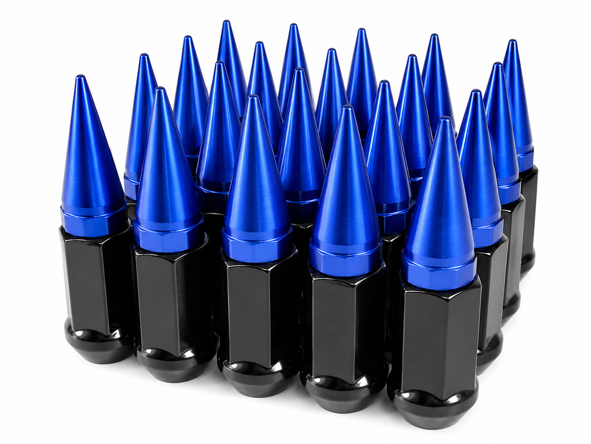 20 BLACK BLUE SPIKED EXTENDED LUG NUTS 1/2-20 SPIKE LUG NUTS