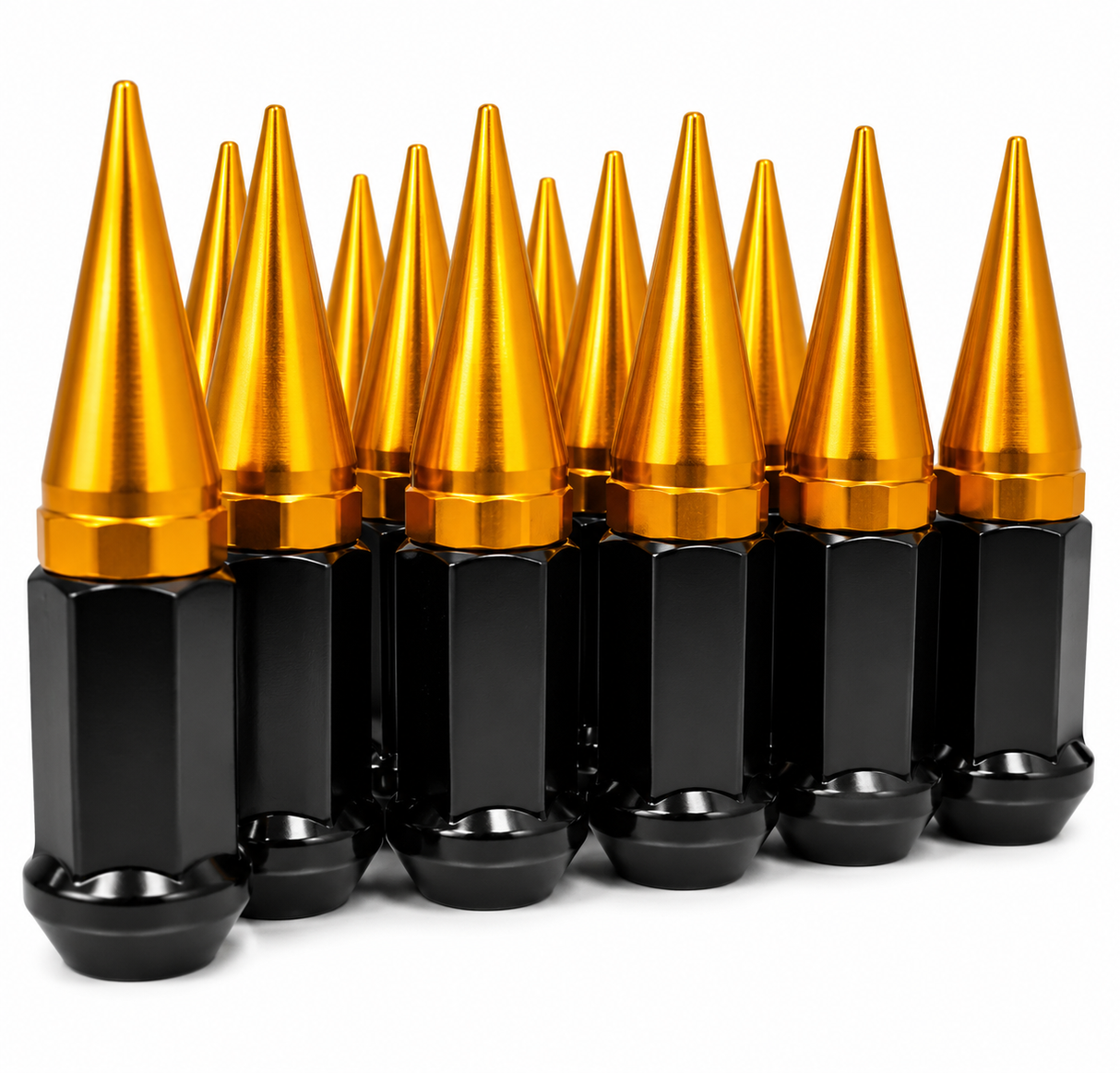 32 ORANGE / BLACK SPIKED EXTENDED LUG NUTS 14x1.5 OFFROAD SPIKE LUG NUTS