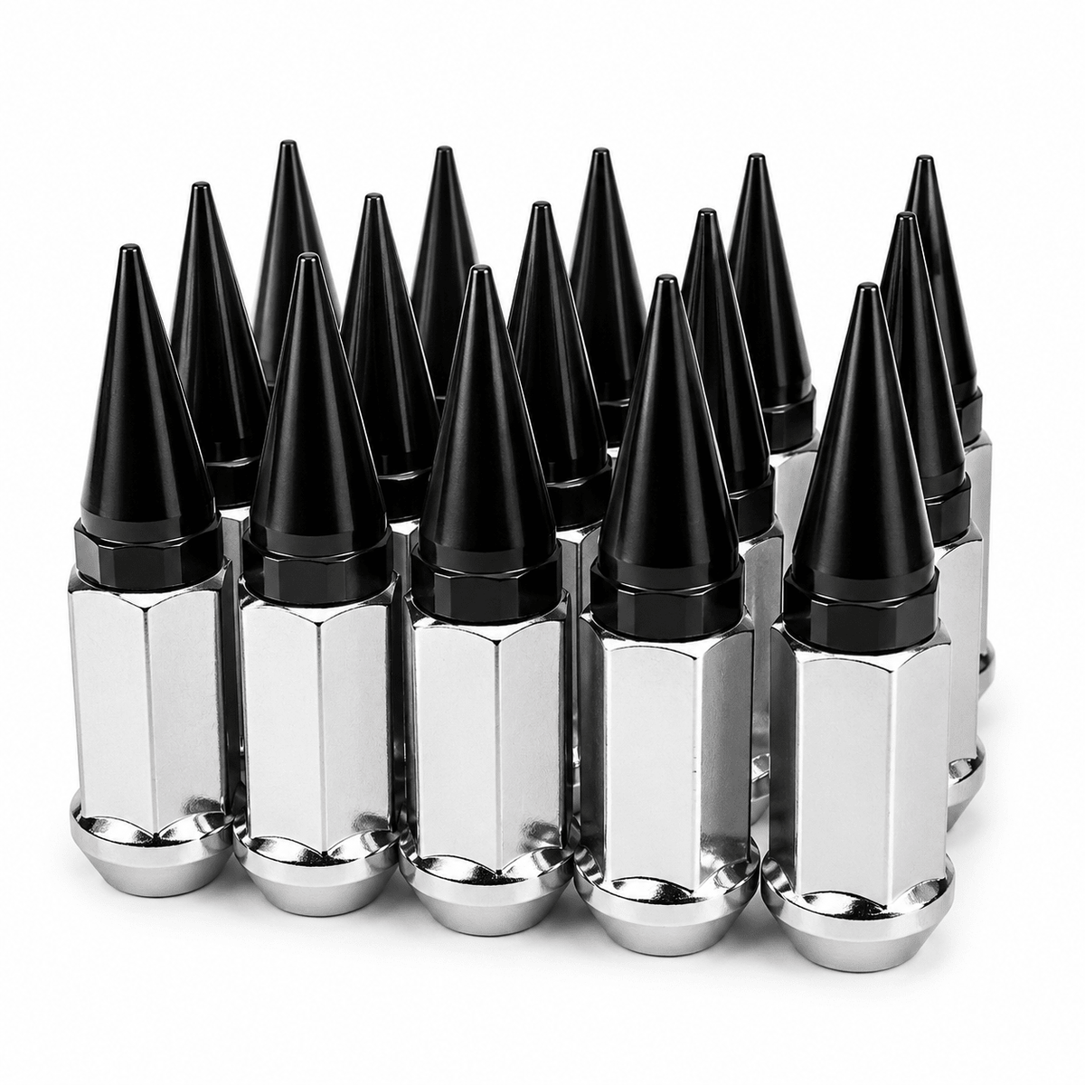 20x SILVER / BLACK SPIKED EXTENDED LUG NUTS 1/2-20 SPIKE LUG NUTS - SET Group USA