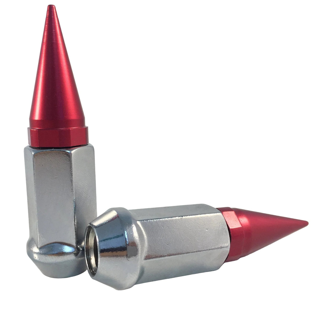 20x CHROME / RED SPIKE ALUMINUM EXTENDED LUG NUTS 12x1.25 | FITS INFINITI G35 G37 Q50 Q60 Q70 - SET Group USA