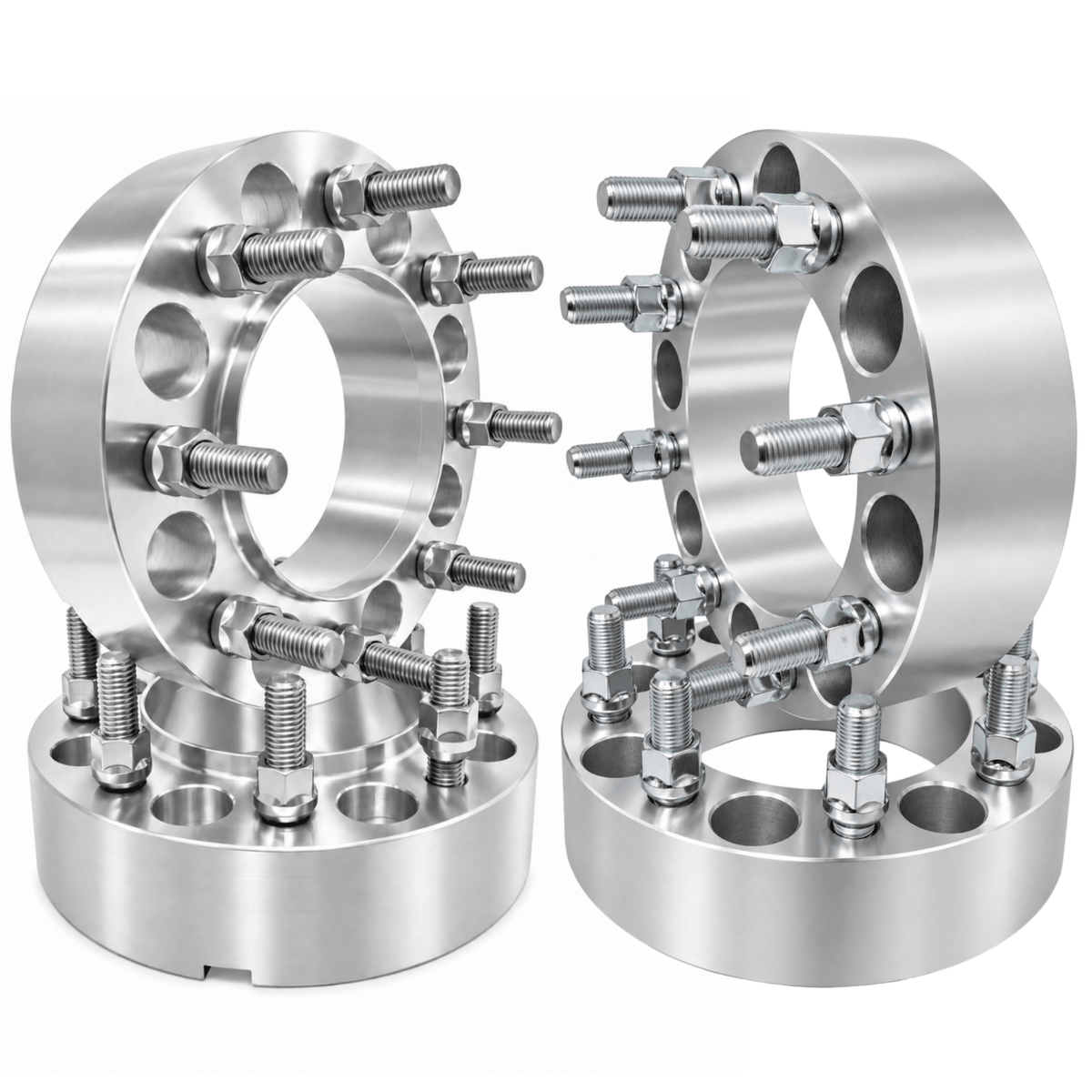 4x 8x170 Wheel Spacers Ford F-250/F-350 2003+, 2" inch, 2 Hub & Wheel Centric Fronts + 2 Lug Centric Rears, M14x1.5 + 32 Free Black or Chrome Spline Lug Nuts - SET Group USA