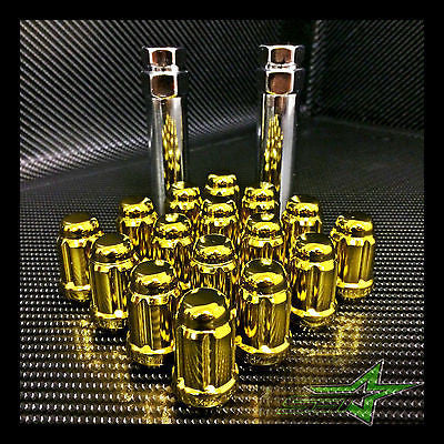 23 GOLD JEEP LUG NUTS 6 SPLINE TUNER | 1/2"-20 | CLOSED END |+2 KEYS 5X5 - Set Group USA - 1