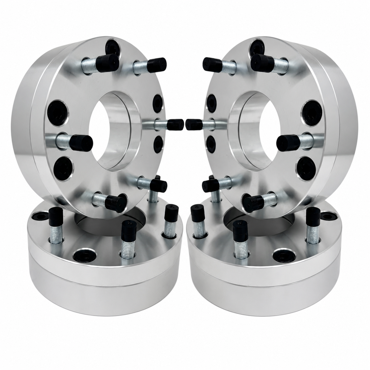 4x 5x4.5 to 6x5.5 Wheel Adapters | 2" Inch Thick (50mm) | Universal Fit 5x4.5 Or 5x114.3 Vehicles | 12x1.5 Studs & Lug Nuts | 74mm Center Bore | Forged 6061 T-6 Aerospace Grade Hard Anodized Aluminum