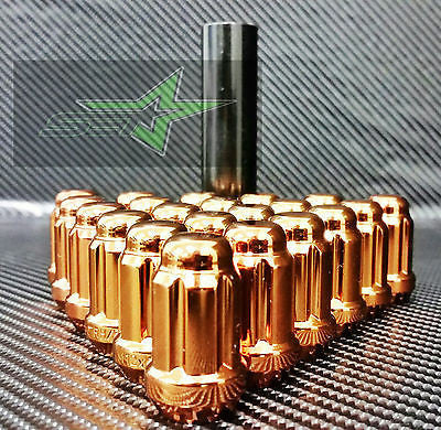 20 Orange Mustang Lug Nuts | Racing 6 Spline Lugs | 1/2"-20 | +2 Keys | 5X4.5 - Set Group USA - 2