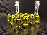 16 GOLD SPLINE TUNER RACING LUG NUTS +2 KEYS | 12X1.5 | FITS MOST HONDA ACURA | - Set Group USA - 3