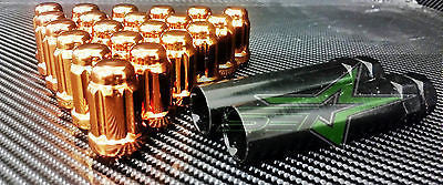 24 Orange Dodge Durango, Dakota Lug Nuts | 6 Spline Tuner | 1/2"-20 | Closed End - Set Group USA - 6