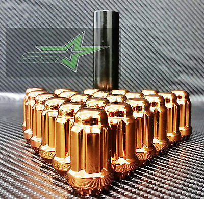 23 Orange Jeep Lug Nuts | 6 Spline Tuner | 1/2"-20 | Closed End |+Key 5X5, 5X4.5 - Set Group USA - 1