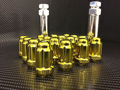 20 GOLD SPLINE TUNER RACING LUG NUTS | 12X1.5 | FITS MOST JDM HONDA ACURA | - Set Group USA - 2