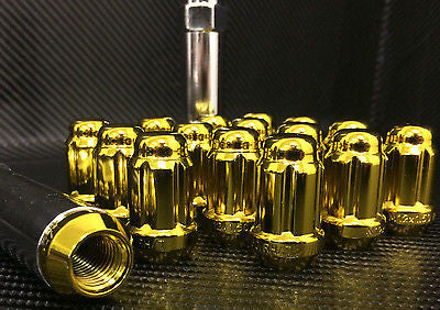 24 GOLD DODGE DURANGO, DAKOTA LUG NUTS | 6 SPLINE TUNER | 1/2"-20 - Set Group USA - 2
