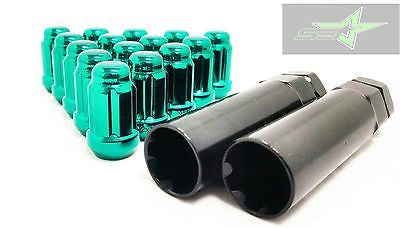 24 Green Spline Lug Nuts 1.38" + 2 Keys | 12X1.5 | Fits Toyota Aftermarket Rims - Set Group USA - 2