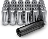 24 Chrome Spline Lug Nuts | 14X1.5 Thread | +1 Security Key Lock | 6X5.5 6X139.7