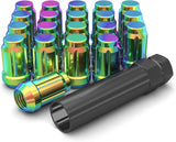 16 Neo Chrome Spline Tuner Racing Lug Nuts 12X1.5 |+2 Key Fits Hyundai Kia 4 Lug