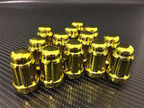 16 GOLD SPLINE TUNER RACING LUG NUTS +2 KEYS | 12X1.5 | FITS MOST HONDA ACURA | - Set Group USA - 2