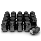 20 Black Mustang Lug Nuts | 1/2"-20 | Closed End Bulge Acorn | 5X4.5 | 5X114.3