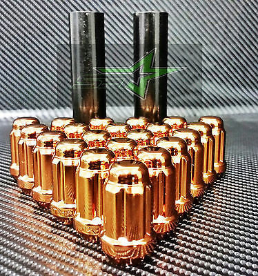 23 Orange Jeep Lug Nuts 6 Spline Tuner | 1/2"-20 | Closed End |+2 Keys 5X5 5X4.5 - Set Group USA - 1