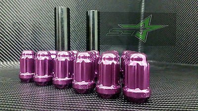 20 Purple Mustang Lug Nuts | 6 Spline Tuner | 1/2"-20 | + Key |5X4.5 Lightweight - Set Group USA - 7