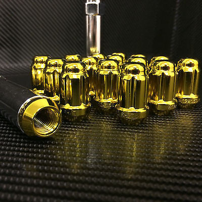 16 GOLD SPLINE TUNER RACING LUG NUTS +2 KEYS | 12X1.5 | FITS MOST HONDA ACURA | - Set Group USA - 4
