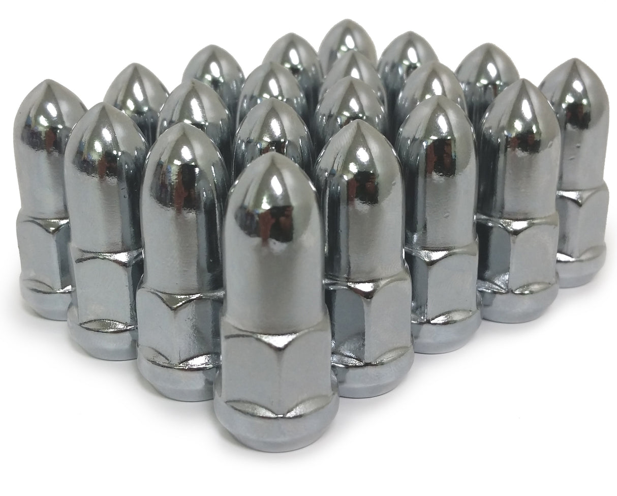 10 BULLET LUG NUTS CHROME BULGE ACORN | 1/2"-20 | CLOSED END | 5X4.5 | 5X114.3