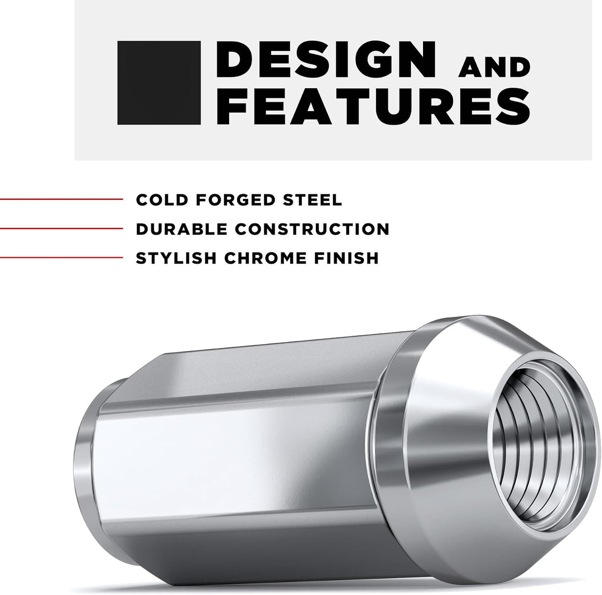 24 Dodge Durango, Dakota Chrome Bulge Acorn Lug Nuts | 1/2"-20 | Closed End 1.9"