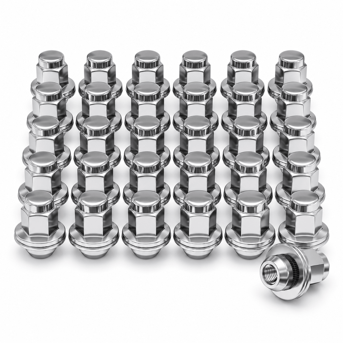 14x1.5 OEM Toyota / Lexus Style Mag Lug Nuts For Tacoma, Tundra, Land Cruiser, Sequoia, LX, GX Chrome Wheel Lugs With Attached Washer 14mm x 1.5 - SET Group USA