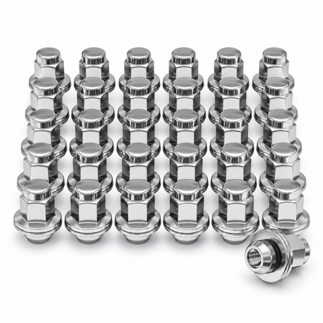14x1.5 OEM Toyota / Lexus Style Mag Lug Nuts For Tacoma, Tundra, Land Cruiser, Sequoia, LX, GX Chrome Wheel Lugs With Attached Washer 14mm x 1.5 - SET Group USA