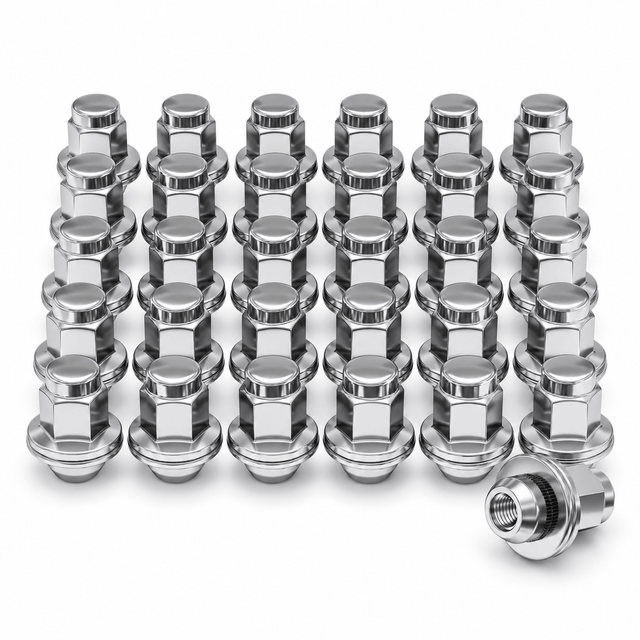 14x1.5 OEM Toyota / Lexus Style Mag Lug Nuts For Tacoma, Tundra, Land Cruiser, Sequoia, LX, GX Chrome Wheel Lugs With Attached Washer 14mm x 1.5 - SET Group USA