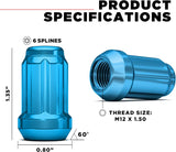 20 Blue Spline Tuner Racing Lug Nuts | 12X1.5 | Fits Most Jdm Honda Acura |
