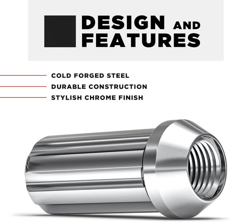 32x Chrome Spline Lug Nuts + Key | Chevy Silverado 2500 3500 Hd Duramax Gmc 14X1.5 - SET Group USA
